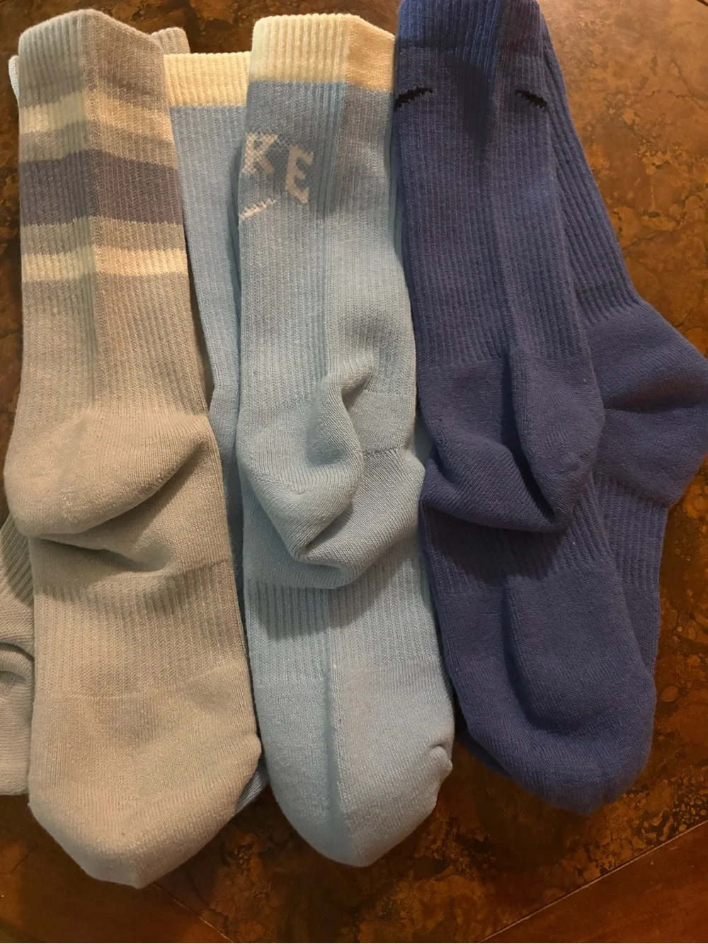NWOT Nike Men's Crew Athletic Socks - Light Blue, Sky Blue & Blue (3-Pack)